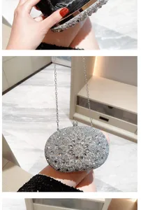 Elegant women crystal evening clutch bag sparkling rhinestone wedding party shoulder purse