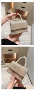 Sac de soirée scintillant en strass avec poignée élégante en perles pour robes.