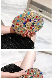 Stunning crystal rhinestone evening clutch bag for women, luxurious sparkling party handbag.