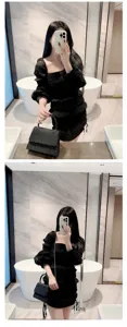 Stylish black sequin shoulder bag for women, sparkling top handle crossbody handbag for party.