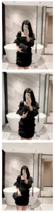 Fashion women pleated evening clutch bag elegant black chain party dress handbag chic accessory
