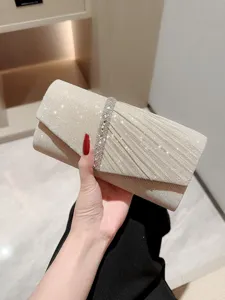 Elegante gouden glitter avondtas clutch voor dames met sprankelende strass versiering