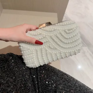 sac de soirée en perles pochette mariage élégante sac à bandoulière verrou metallique