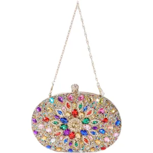 Sparkling rhinestone evening clutch bag for women, elegant diamond wedding party purse bag.