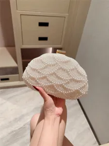 Elegante bolso de noche tipo clutch de perlas para mujer fiesta formal boda graduación metal