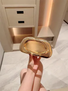 Luxury Women Evening Clutch Bag Luxury Design Metallic PU Box Hard Shell Handbag Slipper Shaped Handle Formal Banquet Party Cocktail Prom Gown Purse Chain Crossbody