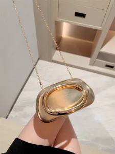 Gold metallic evening clutch bag with chain strap elegant party dress handbag for women