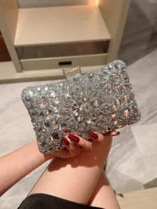 Sparkling rhinestone evening clutch bag with sun pattern design for women parties