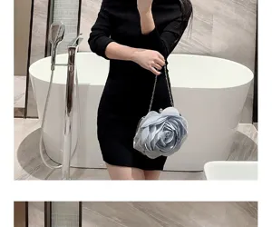Blauer rosen blumen clutch tasche fuer frauen elegante abendtasche hochzeit party