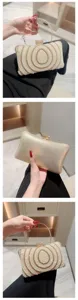 Pochette de soirée élégante en perles avec poignée en métal et strass pour femmes mariages.