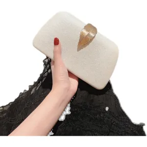 Elegant women's evening clutch bag with gold leaf clasp for banquet party wedding dress