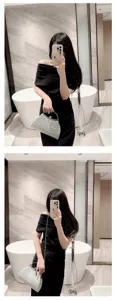 Elegant pleated evening handbag for women with crystal clasp and metal handle chic clutch bag