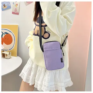 Einfache einfarbige HandyTasche leichte Nylon Umhängetasche lässige Modetasche für Damen Alltag