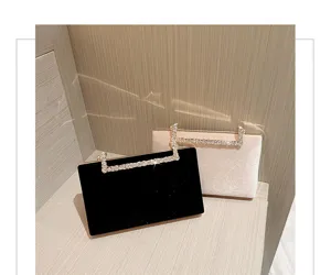 Elegante Samt Abendtasche Clutch mit glitzernden Strasssteinen für Damen Party Hochzeit.