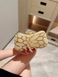 Pearl rhinestone evening clutch bag elegant wedding party prom shoulder bag for women