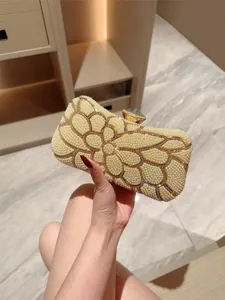 Elegant vintage pearl crystal evening clutch bag for women luxury formal party
