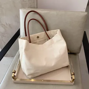 Sac Cabas en Toile Minimaliste Grande Capacité de Style Coréen Sac à Épaule Littéraire Sac à Provision Écologique pour Femmes