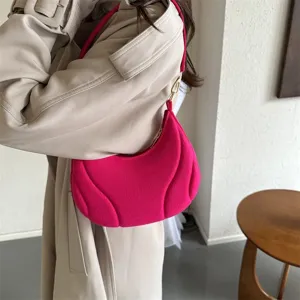 French textured underarm bag for women, stylish shoulder bag and versatile commuter handbag.