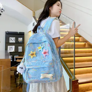 Korean style cute student backpack for women, high value sweet travel dual-shoulder bag.