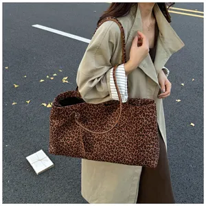 Fashion Leopard Print Tote Bag Large Capacity Casual Women Single Shoulder Commuting Handbag