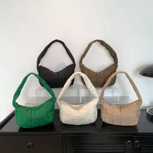Fashion women quilted puffer shoulder bag trendy cloud handbag casual crossbody tote 5 colors