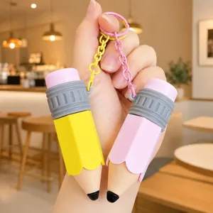 Llavero Creativo con Forma de Lapiz Push Pop Juguete Antiestres Fidget Colgante Decorativo para Bolsa de Papeleria Escolar