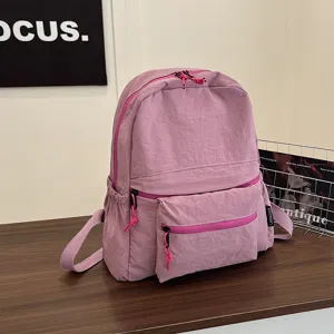 Pink casual backpack for women large capacity daily school bag travel daypack stylish bookbag