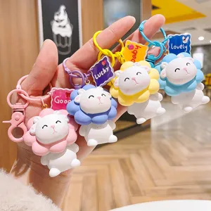 Cute resin little sheep keychain bag pendant cartoon animal car key ring lovely gift items