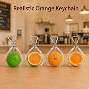 Simulierter Orangen Perlen Schlüsselanhänger süße Frucht Zitrone Tasche Anhänger Geschenk