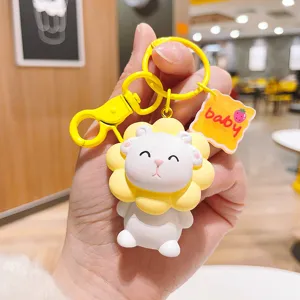 Cute resin sheep keychain cartoon animal bag pendant lovely keyring charm for women gift accessory.
