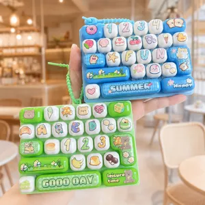 Cute Cartoon Animal Mechanical Keyboard Keychain Creative Stress Relief Fidget Buttons Pendant Backpack Hanging Charm Ornament Ornament For Kids Students