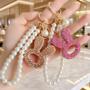 Perlen Strass Kaninchen Schlüsselanhänger Luxus Perlenkette Mode Taschenanhänger Handy