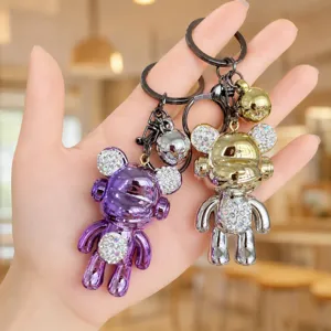 Portachiavi orsetto strass elettroplaccato ciondolo borsa carino accessorio auto regalo
