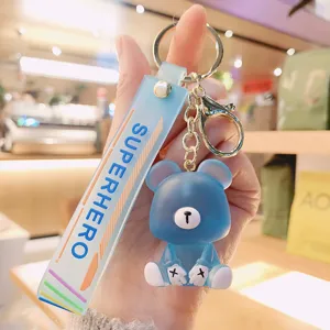Transparent resin jelly cute bear keychain bag charm cartoon fashion phone pendant.
