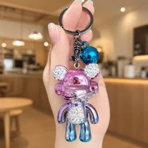 Portachiavi orso violente strass colorato galvanizzato ciondolo borsa auto