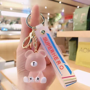 Ins style resin jelly cute bear keychain transparent cartoon fashion bag pendant phone charm