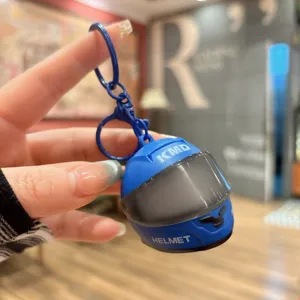 Blue motorcycle helmet keychain cool motor bag pendant portable trendy toy gift variant.