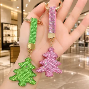 Sparkly Rhinestone Christmas Tree Keychain and Cute Bag Charm for Holiday Festive Gift