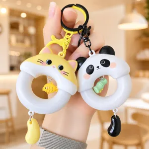 Schattige cartoon kat panda sleutelhanger gloeiend nachtlampje voor tas hanger cadeau