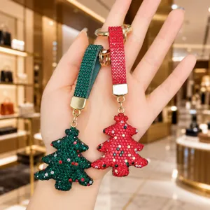 Christmas rhinestone tree keychain luxury sparkly holiday bag pendant phone charm accessory