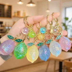 Creative acrylic jelly lemon fruit keychain cute bag charm pendant for women gifts 1pc
