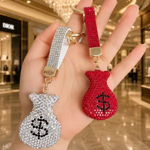Porte-clés sac d'argent en strass pendentif étincelant pour sac de voiture cadeau