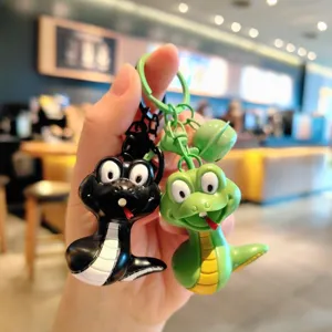 Llavero colgante de serpiente de dibujos animados lindo, accesorio de bolsa divertido y gran regalo.
