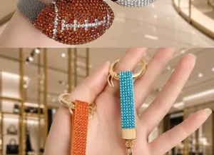 Porte-clés football en strass luxe cristal pendentif sac brillant accessoires mode