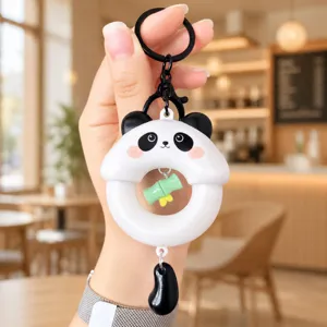 Schattige panda cartoon sleutelhanger heldere hanger tas charm cadeau voor vrienden