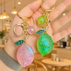 Acrylic jelly lemon keychain cute bag charm aesthetic pendant accessory for women and girls.
