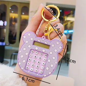 Llavero calculadora de oso con rejilla creativo colgante mochila bonito regalo alumno