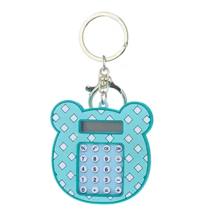Lindo oso mini calculadora llavero portátil estudiante bolso escolar colgante regalo top