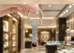 Porte-clés Rugby Strass Luxe Pendentif Sac Doré Accessoire Mode Tendance Élégant