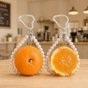 Kreativer simulierter geschälter Orangen Perlen Schlüsselanhänger süßer Frucht Beutel